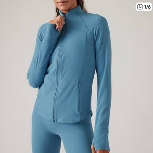 Athleta Salutation Full Zip Jacket Cottage Blue Sz L